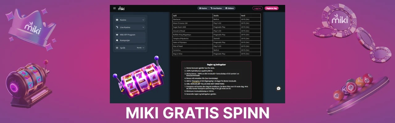 Miki gratis spinn i norge