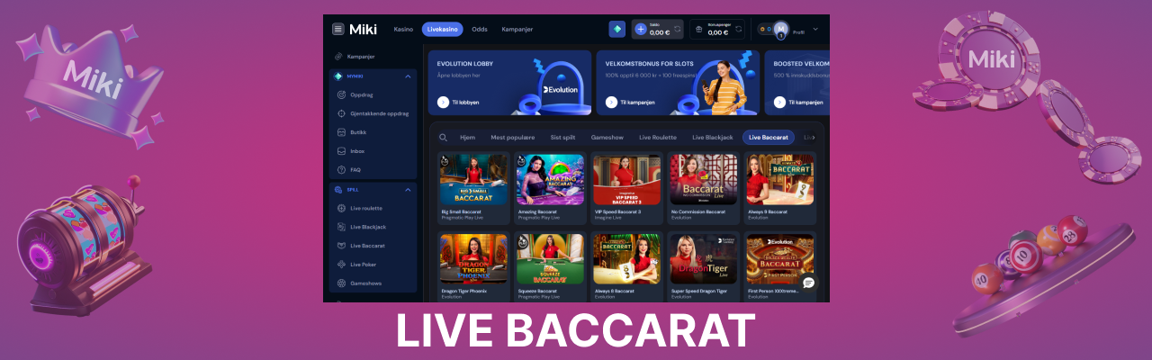 Miki live baccarat spill