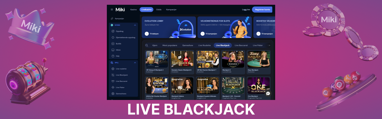 Miki live casino blackjack
