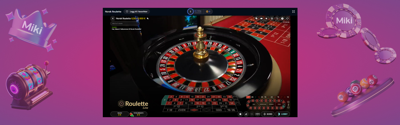 Sikkerhet i live roulette hos miki casino